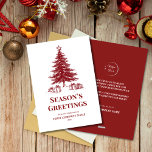 Red white Christmas Tree Custom Business Logo  Holiday Card<br><div class="desc">Send warm holiday wishes with this elegant Christmas card featuring a decorative deep red line art tree adorned with gifts. Designed for a professional yet festive look, this holiday greeting card includes space for your custom logo, making it perfect for businesses, offices, and corporate clients. A modern blend of seasonal...</div>