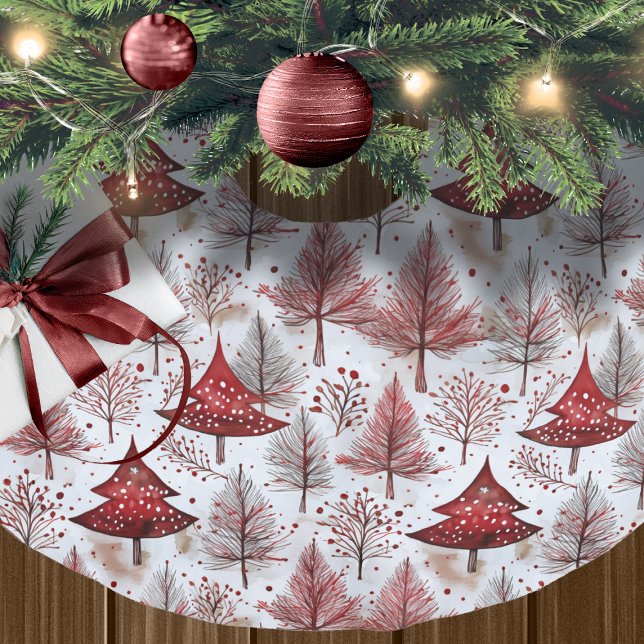 Red White Christmas Tree Pattern#4 ID1009 Brushed Polyester Tree Skirt (Creator Uploaded)
