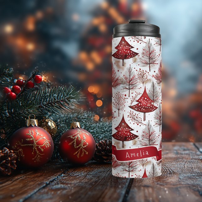 Red White Christmas Tree Pattern#4 ID1009 Thermal Tumbler (Creator Uploaded)