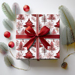 Red White Christmas Tree Pattern#4 ID1009 Wrapping Paper<br><div class="desc">Embrace the warmth and charm of the holiday season with this stunning Christmas tree pattern, designed in a rustic chic style. The intricate watercolor effect gives each tree a unique and artistic flair, while the rich colour palette of deep red, warm walnut brown, and crisp white evokes the cosy atmosphere...</div>