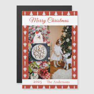 Red White Christmas Tree Photo Collage Magnetic