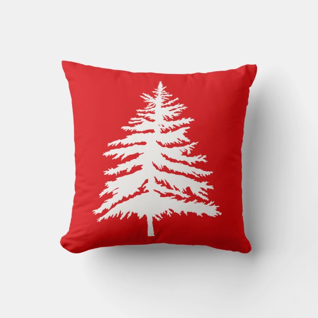 Red & White Christmas Tree & Polka Dot Christmas Cushion (Front)