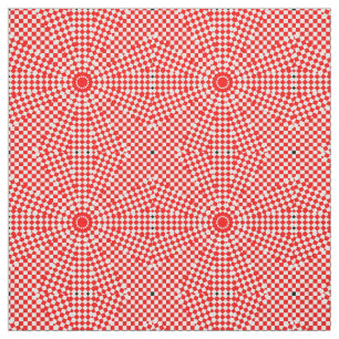 Red White Circle Star Geometric Print Pattern Fabric