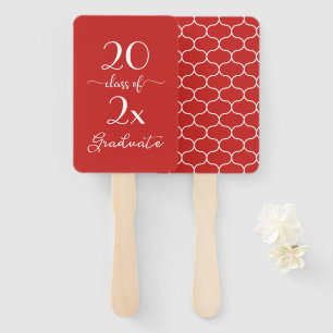 Red White Class Of 2019 Graduate Ogee Pattern Hand Fan