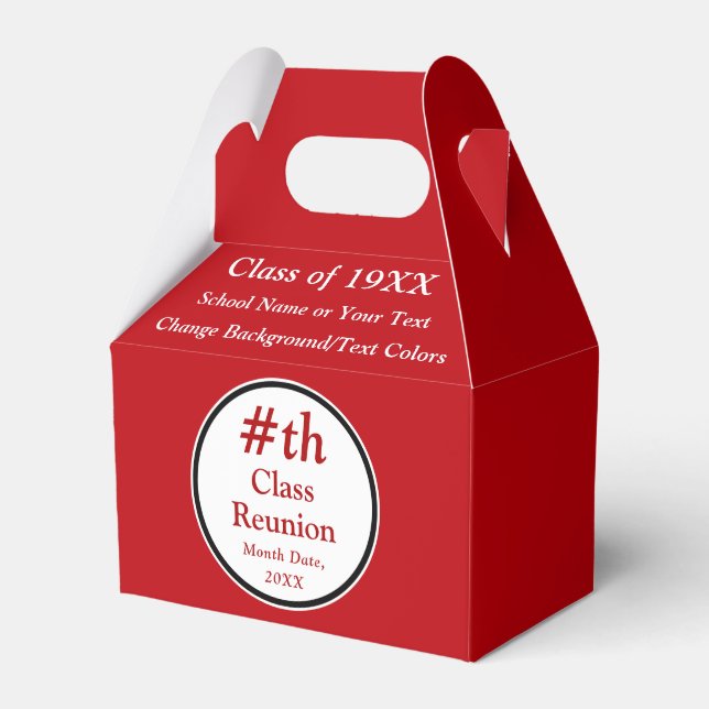 Red, White, Class Reunion Gift Bag Ideas, Reunion Favour Box (Front Side)