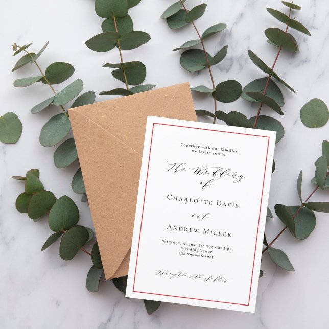 Red white classic formal wedding invitation (Creator Uploaded)