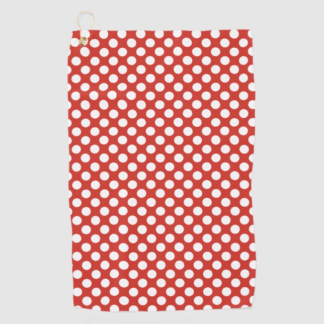 Red White Classic Polka dot Golf Towel (Front)