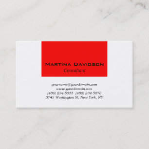 Red White Classical Plain Creative Business Card