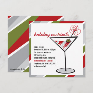 Red White Cocktail Martini Holiday Party Invite