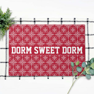 Red White College Cool Fun Dorm School Home Doormat