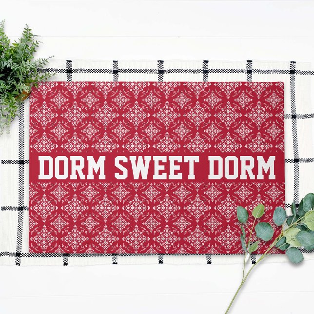 Red White College Cool Fun Dorm School Home Doormat (Creator Uploaded)