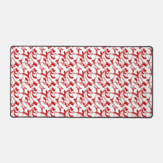 Red White Colours Artistic Scrolling Pattern Desk Mat