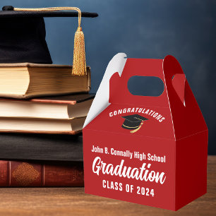 Red White Congratulations 2025 Graduation Party Favour Box