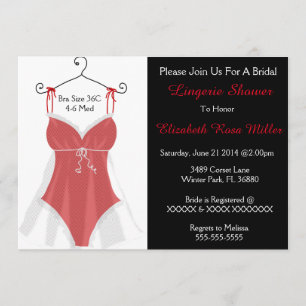 Red & White Corset Lingerie Bridal Shower Invite