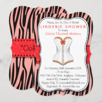 Red & White Corset On Zebra Print Lingerie Shower