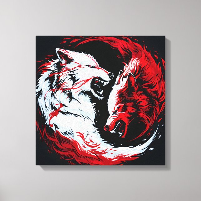 Red White Cosmic Wolf Warrior Canvas Print (Front)