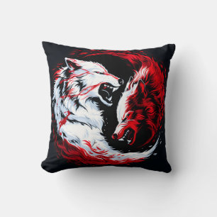 Red White Cosmic Wolf Warrior Cushion