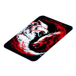 Red White Cosmic Wolf Warrior Magnet