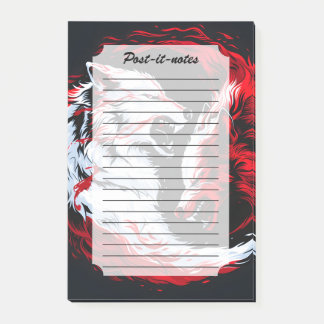 Red White Cosmic Wolf Warrior Post-it Notes