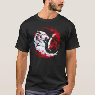 Red White Cosmic Wolf Warrior T-Shirt