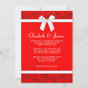 Red & White Country Lace Wedding Invitations