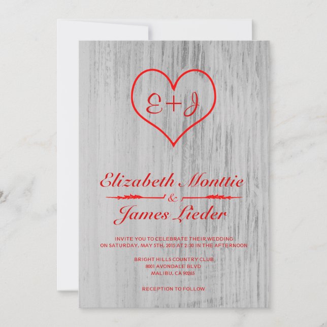Red & White Country Wedding Invitations (Front)