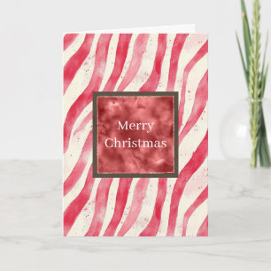 Red White Cream Peppermint Stripes Christmas Card