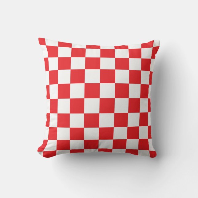 Red White Croatian Checkers Pattern Cushion (Front)