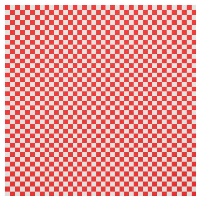 Red White Croatian Chequerboard Pattern Fabric (Swatch)