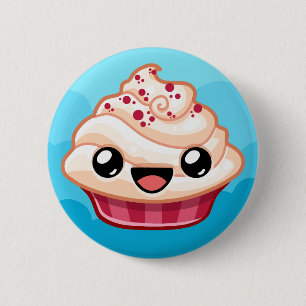 Red/White Cupcake - Happy Jump 6 Cm Round Badge