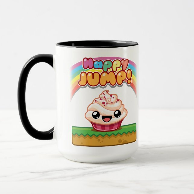 Red/White Cupcake - Happy Jump Mug (Left)
