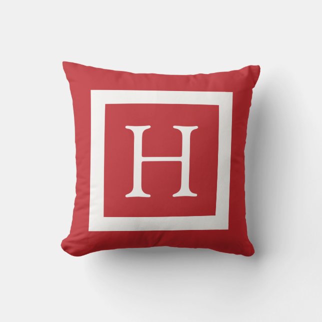 Red White Custom Monogram Cushion (Front)