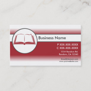 Red white custom open book business cards