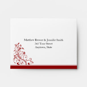 Red & White Custom RSVP Card Envelope w/ Address