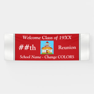 Red White Customisable School Reunion Banner