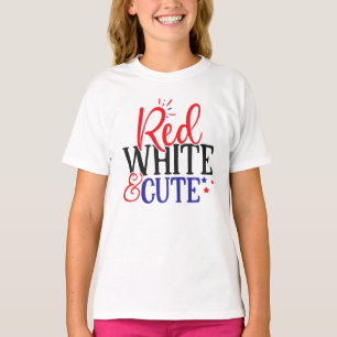Red White Cute 4th July T-Shirt for Kids
