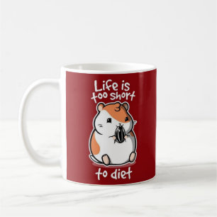 red white cute cartoon hamster funny quote coffee mug
