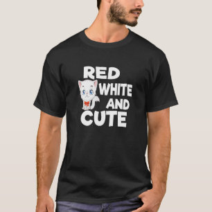 Red White & Cute Cat T-Shirt