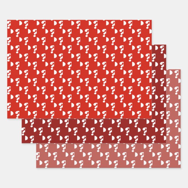 Red & White Cute Gift Wrapper (Question Mark)  Wrapping Paper Sheet (Set)