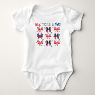 Red White & Cutie,Patriotic Cutie,Pink Bow Girly Baby Bodysuit