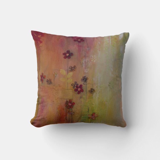 Red & White Daisies Pillow (Front)