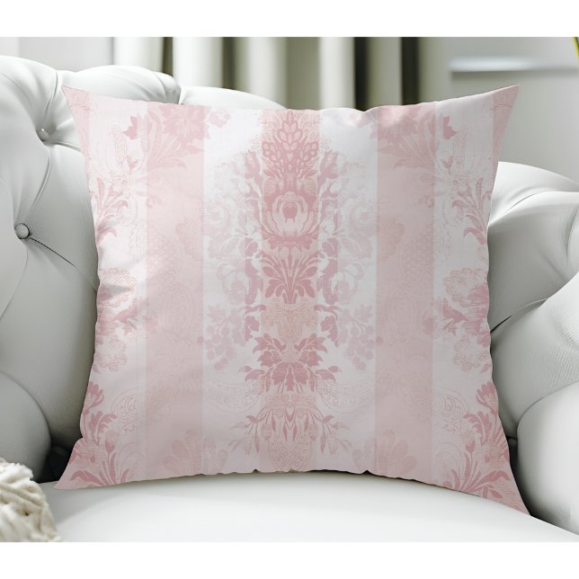 Red & White Damask Stripes on Satin Cushion (Creator Uploaded)
