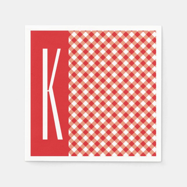 Red & White Diagonal Gingham. Napkin (Front)