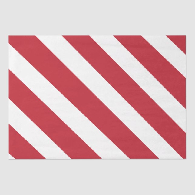 Red White Diagonal Stripes  Tissue Paper (Front)