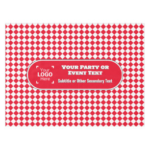 Red & White Diamond - Custom Logo Business Events Tablecloth