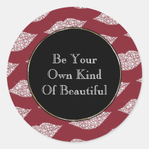 Red White Diamond Lips Classic Round Sticker