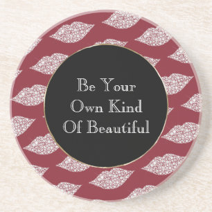 Red White Diamond Lips Coaster