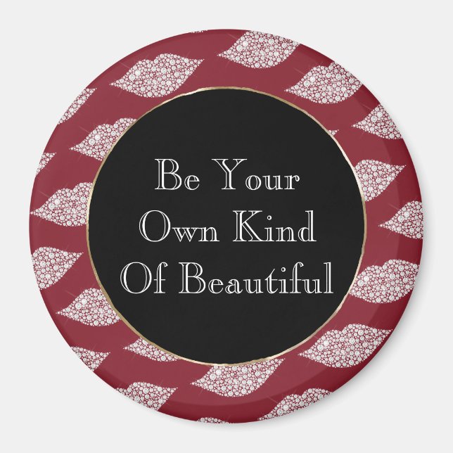 Red White Diamond Lips Magnet (Front)