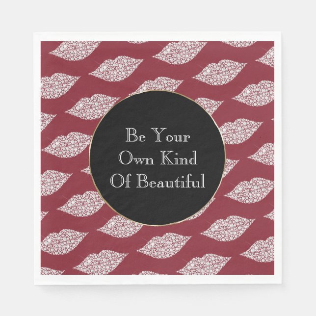 Red White Diamond Lips Napkin (Front)