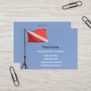 Red & White Diving Instructor Snorkelling Scuba Business Card